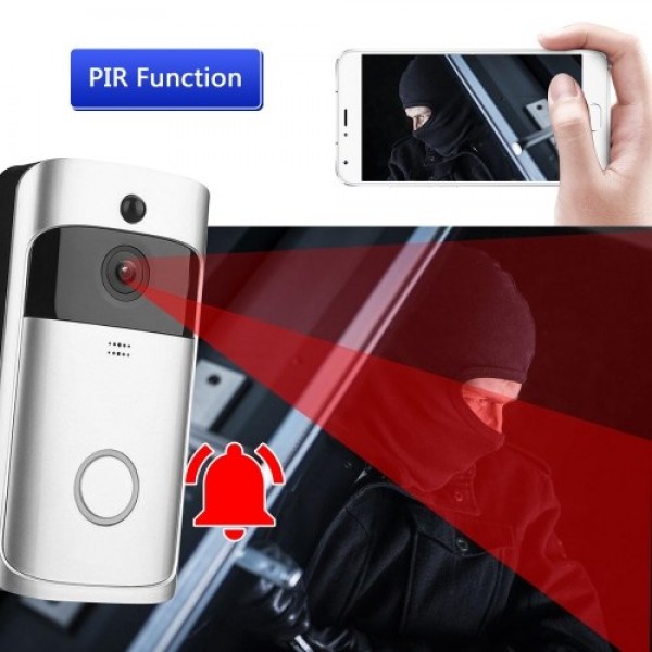 HD 720P Smart WiFi  Security DoorBell without batteries Silver