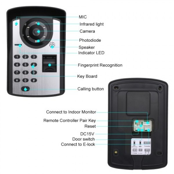 7 inch Monitor Fingerprint Password Remote Control HD Camera Video Door Phone Doorbell Intercom System Wireless Unlocks