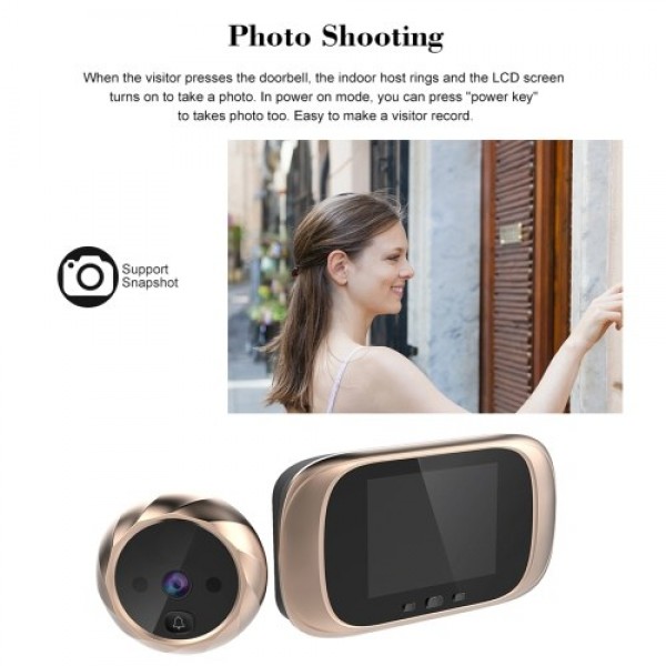 Digital Door Viewer Peephole Door Camera Doorbell 2.8-inch LCD Screen Night Vision Photo Shooting Digital Door Monitoring for Ho