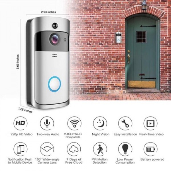 Wirelessly Smart DoorBell 720P Camera WiFi Visual Video Phone Door Bell 2-way Audio Video Doorbell