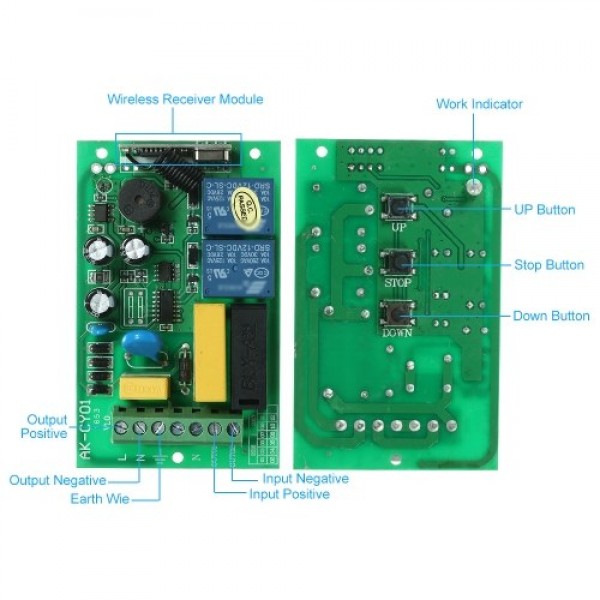 AC220V 2CH 433MHz Intelligent RF Wireless Remote Control