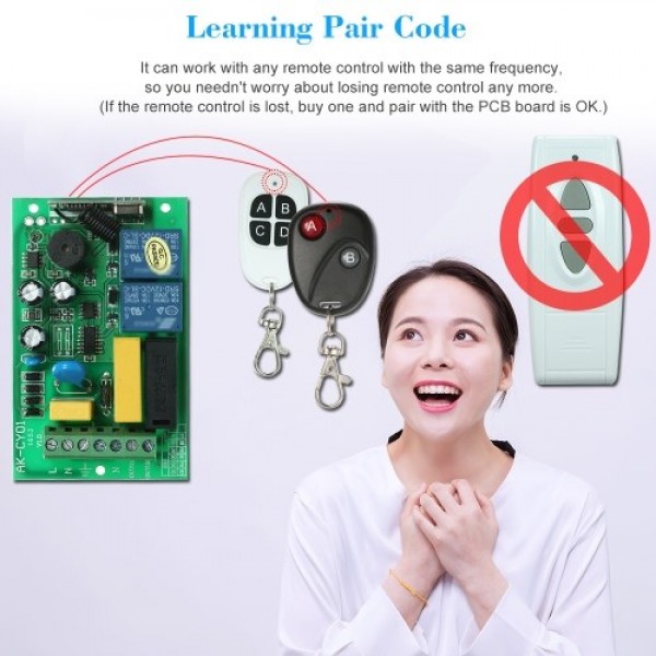 AC220V 2CH 433MHz Intelligent RF Wireless Remote Control