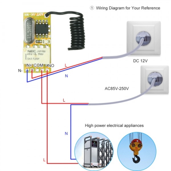 433Mhz DC 3.7V 4.5V 5V 6V 7.4V 9V 12V Universal Receiver Module RF Remote Control Switch