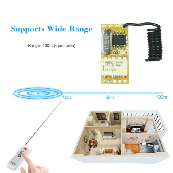 433Mhz DC 3.7V 4.5V 5V 6V 7.4V 9V 12V Universal Receiver Module RF Remote Control Switch