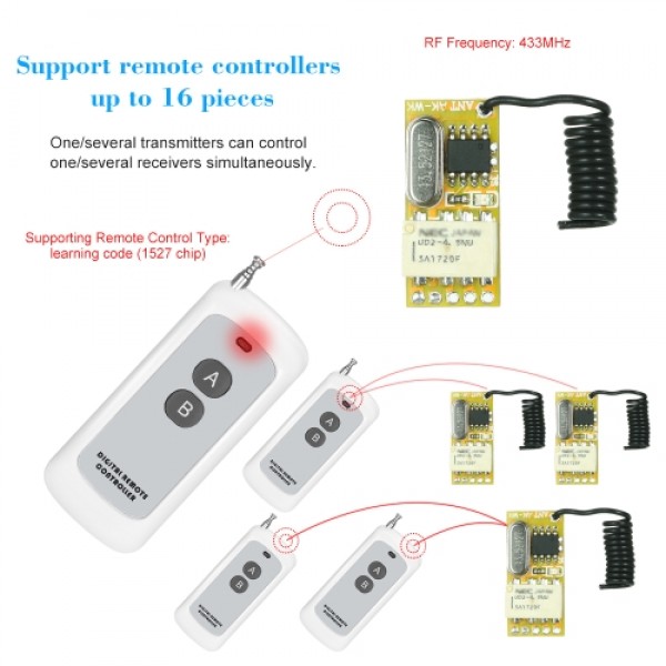 433Mhz DC 3.7V 4.5V 5V 6V 7.4V 9V 12V Universal Receiver Module RF Remote Control Switch