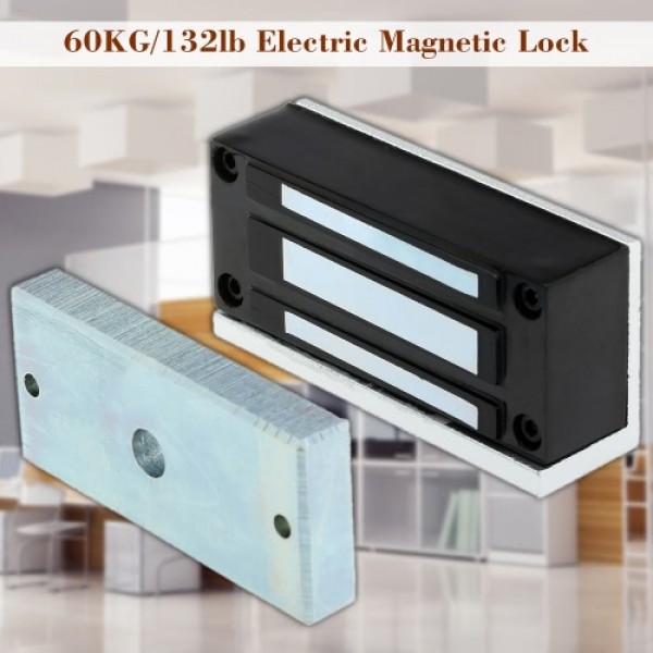 60KG/132lb Electric Magnetic Lock Fail Secure NC 12V for Door Entry Access Control System