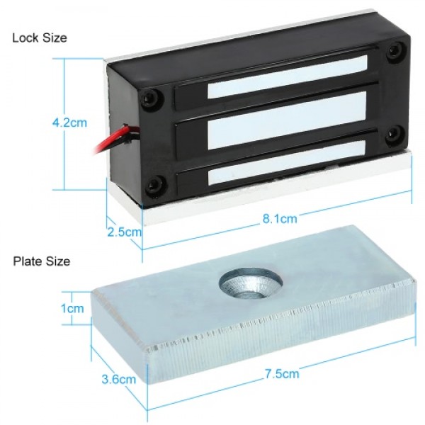 60KG/132lb Electric Magnetic Lock Fail Secure NC 12V for Door Entry Access Control System