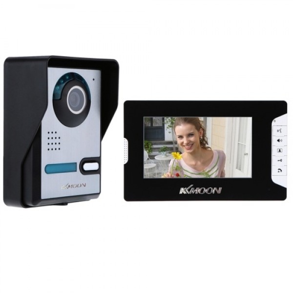 Video Doorbell Video Door Phone with 7'' Color TFT LCD Monitor Screen 5 IR LEDs 16 Music Rings Adjustable Volume Brightness for 