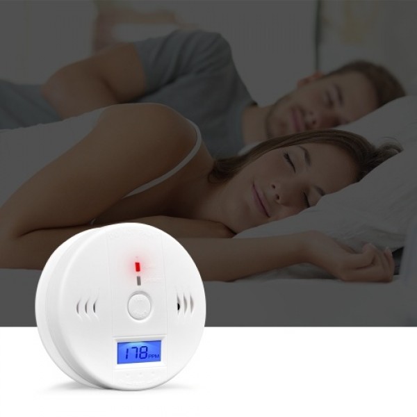 Carbon Monoxide Detector Alarm CO Detector Alarm Sensor with LCD Display Memory Function Battery Operated for House Bedroom Livi