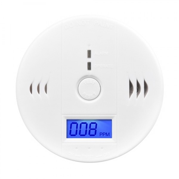 Carbon Monoxide Detector Alarm CO Detector Alarm Sensor with LCD Display Memory Function Battery Operated for House Bedroom Livi