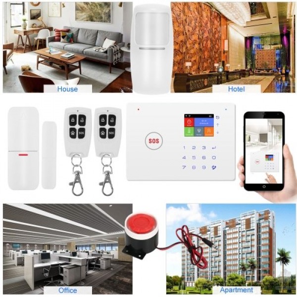 Security Alarm System  Kit Auto Dial GSM+WiFi Home Security Wireless Alarm System GSM Home Security Alarm System Motion Sensor D