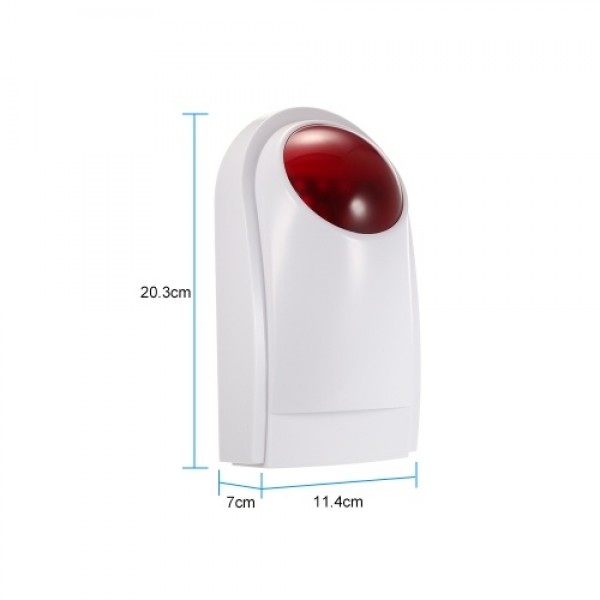 Wireless Sound Strobe Siren Alarm Host Flash Light Alarm Outdoor Waterproof Compatible with 433MHz Remote Control, Door Sensor, 