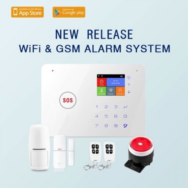 Security Alarm System  Kit Auto Dial GSM+WiFi Home Security Wireless Alarm System GSM Home Security Alarm System Motion Sensor D