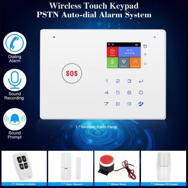 Security Alarm System  Kit Auto Dial GSM+WiFi Home Security Wireless Alarm System GSM Home Security Alarm System Motion Sensor D