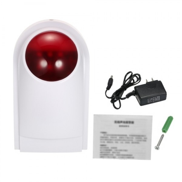 Wireless Sound Strobe Siren Alarm Host Flash Light Alarm Outdoor Waterproof Compatible with 433MHz Remote Control, Door Sensor, 