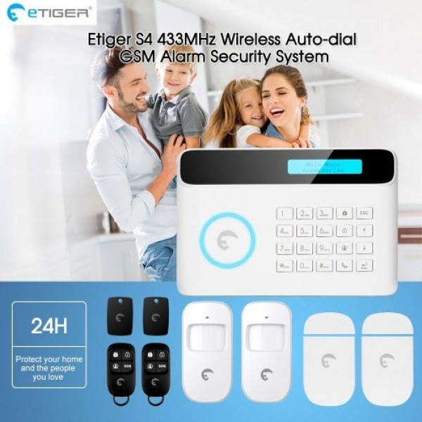 Etiger S4 433MHz Wireless Auto-dial GSM Alarm Security System Kit