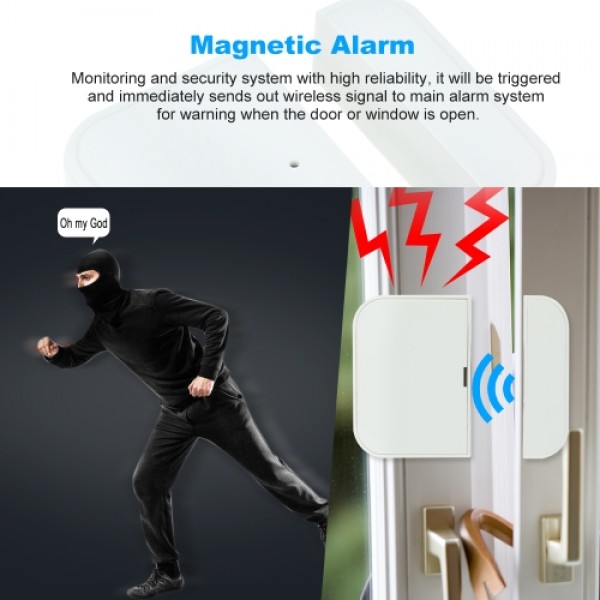 Wireless 433MHz Window Door Magnetic Sensor Alarm Entry Warning System for Home Security (10 pack)