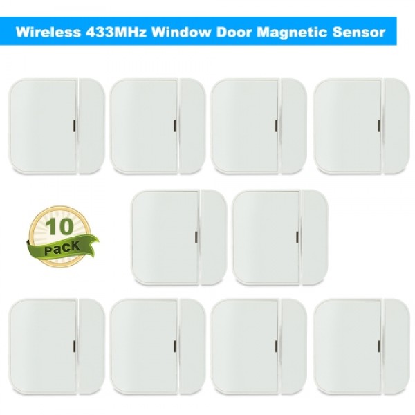 Wireless 433MHz Window Door Magnetic Sensor Alarm Entry Warning System for Home Security (10 pack)