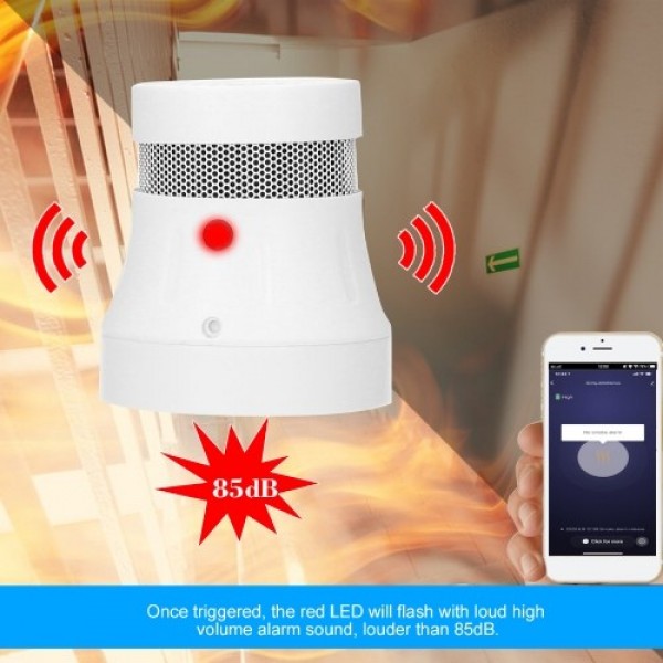 Smart WiFi Standalone Photoelectric Smoke Alarm Tuya APP Control Alarm System Independent Smoke Detector High Sensitive Fire Pro