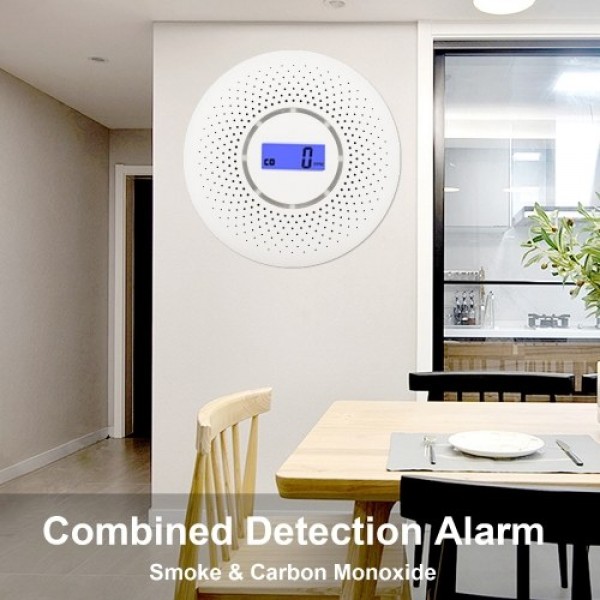 Combined Smoke Detection Alarm for Smoke and Carbon Monoxide Battery Operated Smoke CO Alarm Detector with Display Round Escape 