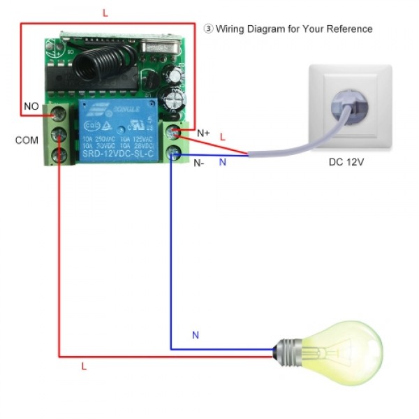 433MHz DC12V 1CH RF Wireless Remote Control