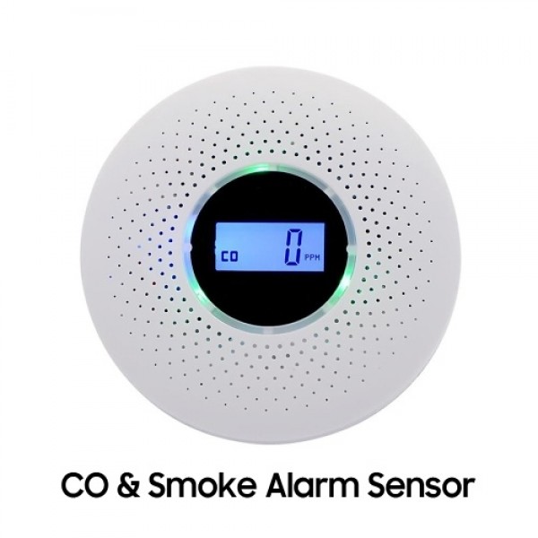 Carbon Monoxide and Smoke Alarm Sensor Compound Type Smoke &amp; CO Detector PPM LCD Display Indicator