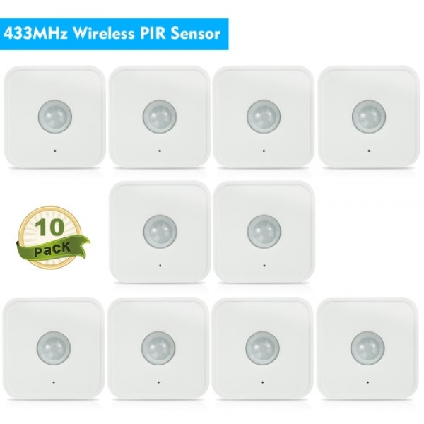 433MHz Wireless PIR Sensor Passive Infrared Detector for Alarm Security System (10 pack)