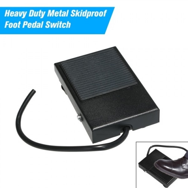 Heavy Duty Metal Skidproof Foot Pedal Switch Treadle Foot Switch Momentary Control 3 Wire NO/NC Auto Reset Switch