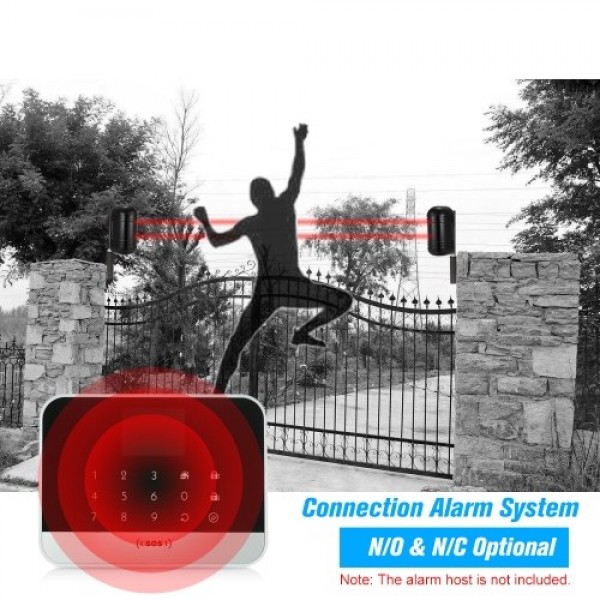 Wired Dual Beam Photoelectric Infrared Sensor Barrier Detector 100M Alarm Tamper Alarm Output for Park Courtyard Gate Door Windo