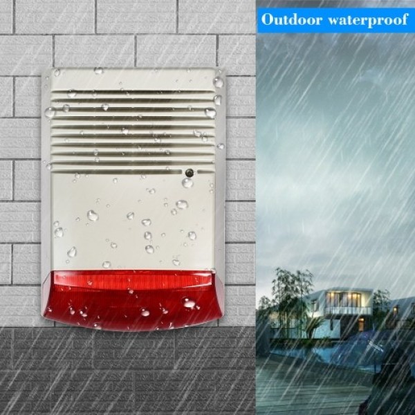 Wired Strobe Siren Sound Light Alarm Red Flashlight Horn 120dB Loud Alarm Sound Speaker Outdoor Waterproof for Intrusion Safety 