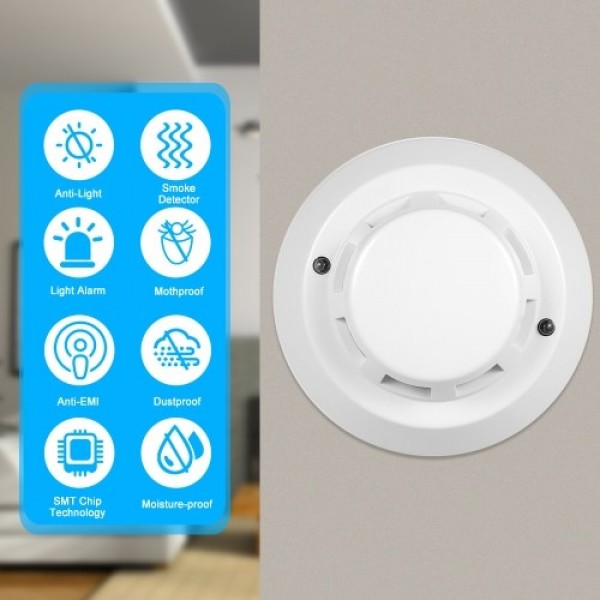 Wired Photoelectric Smoke Detector High Sensitive Smoke Alarm Sensor