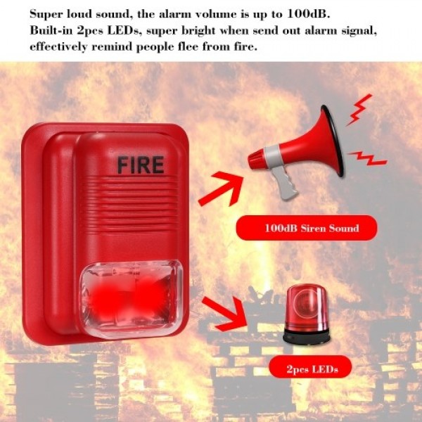 Fire Alarm Warning Strobe Siren Security System