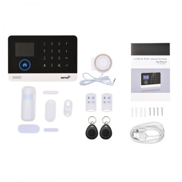 433MHz Wireless WIFI + GSM Auto-dial Alarm Security System LCD Display Door Sensor PIR Motion Sensor Phone APP Remote Control Co