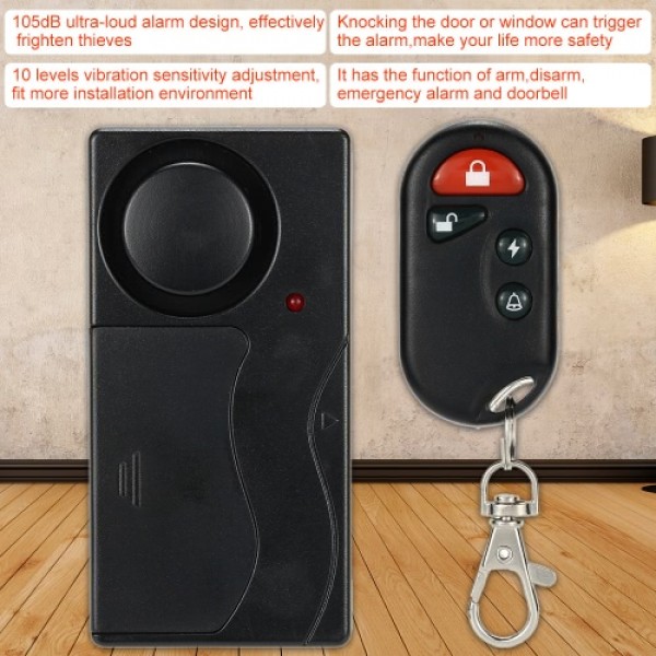 Wireless Remote Control Vibration Alarm Home House Security Door Window Car Sensor Detector