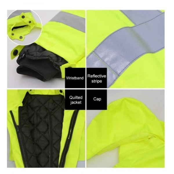 SFVest High Visibility Reflective Waterproof Rain Jacket Rainwear Coat Luminous Safety Raincoat Outdoor Traffic Police Hiking Ri