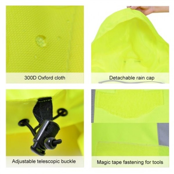 SFVest High Visibility Reflective Waterproof Rain Jacket Rainwear Coat Luminous Safety Raincoat Outdoor Traffic Police Hiking Ri