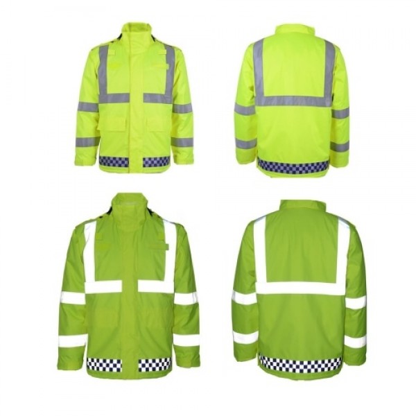 SFVest High Visibility Reflective Waterproof Rain Jacket Rainwear Coat Luminous Safety Raincoat Outdoor Traffic Police Hiking Ri