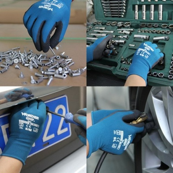 Wonder Grip Gardening Gloves Abrasion-proof 18-Gauge Nylon Liner &amp; Nitrile Coating  Universal Work Gloves