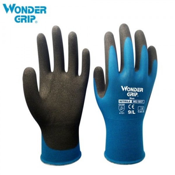 Wonder Grip Gardening Gloves Abrasion-proof 18-Gauge Nylon Liner &amp; Nitrile Coating  Universal Work Gloves