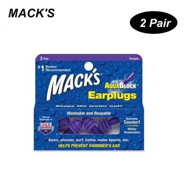 MACK'S 2 Pairs Anti-noise Silicone Earplugs Professional Waterproof Swimming Earplugs Hearing Protection Anti Snore Ear Plugs