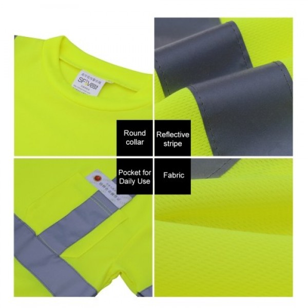 SFVest High Visibility Reflective Safety Work Shirt Reflective Vest Breathable Work Clothes Security Reflective T-shirt Working 