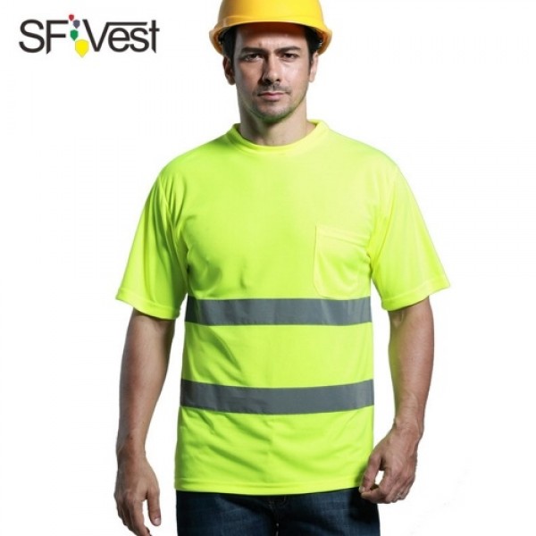 SFVest High Visibility Reflective Safety Work Shirt Reflective Vest Breathable Work Clothes Security Reflective T-shirt Working 