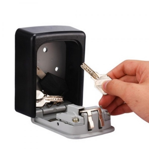 Aluminum Alloy Wall Mount Key Box 4-Digit Combination Password House Keys Storage Box Safe Box