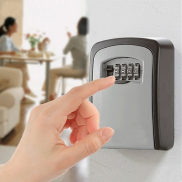 Aluminum Alloy Wall Mount Key Box 4-Digit Combination Password House Keys Storage Box Safe Box