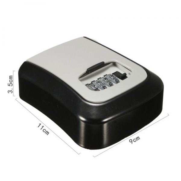 Aluminum Alloy Wall Mount Key Box 4-Digit Combination Password House Keys Storage Box Safe Box