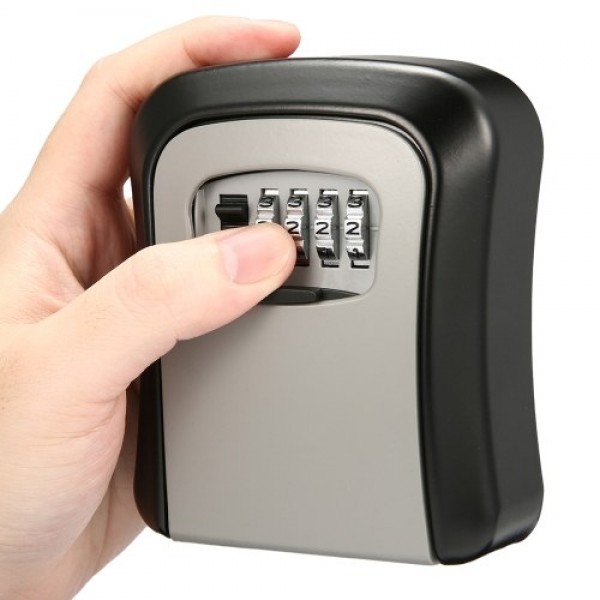 Aluminum Alloy Wall Mount Key Box 4-Digit Combination Password House Keys Storage Box Safe Box