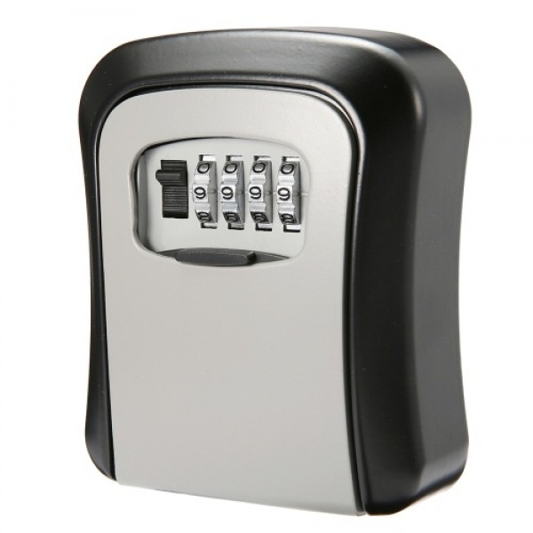 Aluminum Alloy Wall Mount Key Box 4-Digit Combination Password House Keys Storage Box Safe Box