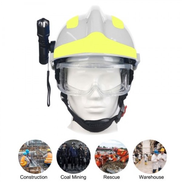 F2 Emergency Rescue Helmet Fire Fighter Safety Helmets Workplace Fire Protection Hard Hat with Headlamp &amp; Goggles Protective