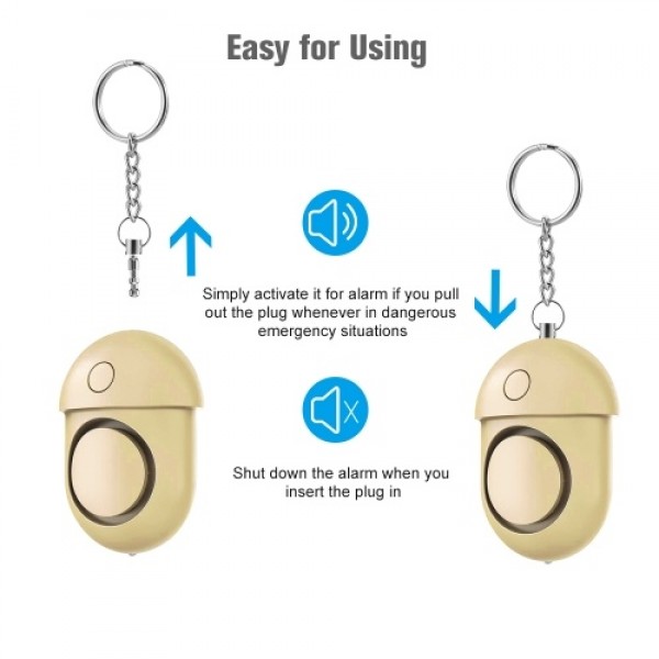 Personal Alarm/ 125-130dB Safe Sound Emergency Self-Defense Security Alarm/ Keychain/ LED Flashlight