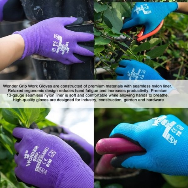 1-Pair Nitrile Impregnated Work Gloves Safety Gloves for Gardening Maintenance Warehouse for Men and Women (Blue S)